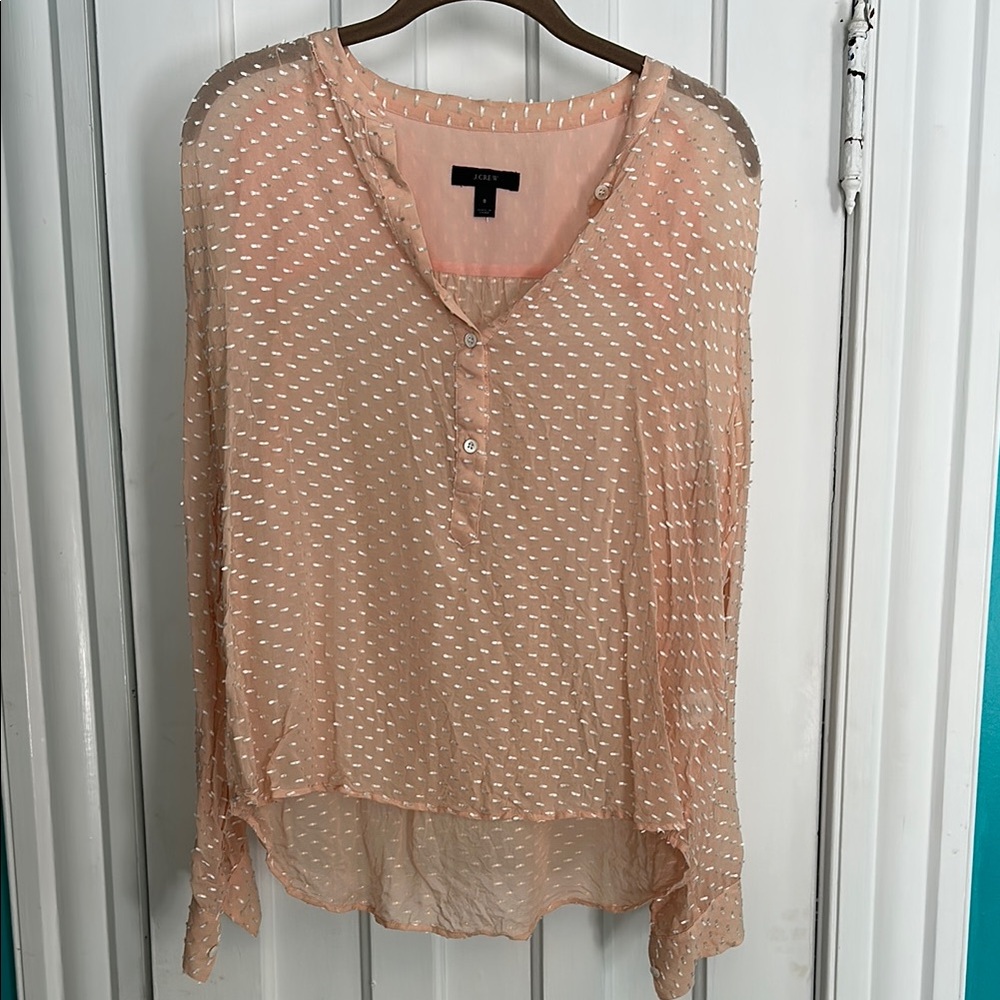 J. Crew Orange Pink Asymmetrical Long Sleeve Blouse